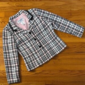 Vintage Plaid Tweed Blazer Jessica Howard - Pink and Black